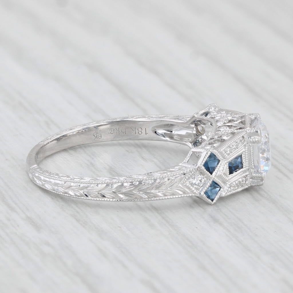 New Beverley K Sapphire Diamond Semi Mount Engagement Ring 18k Gold Size 6.5