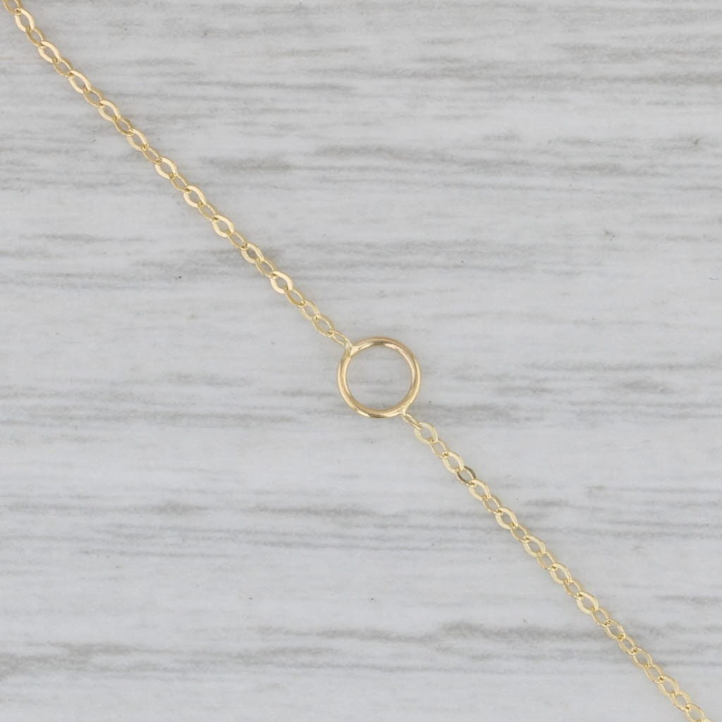 Gray Small Heart Pendant Cable Chain Necklace 14k Yellow Gold Adjustable 16"-18"