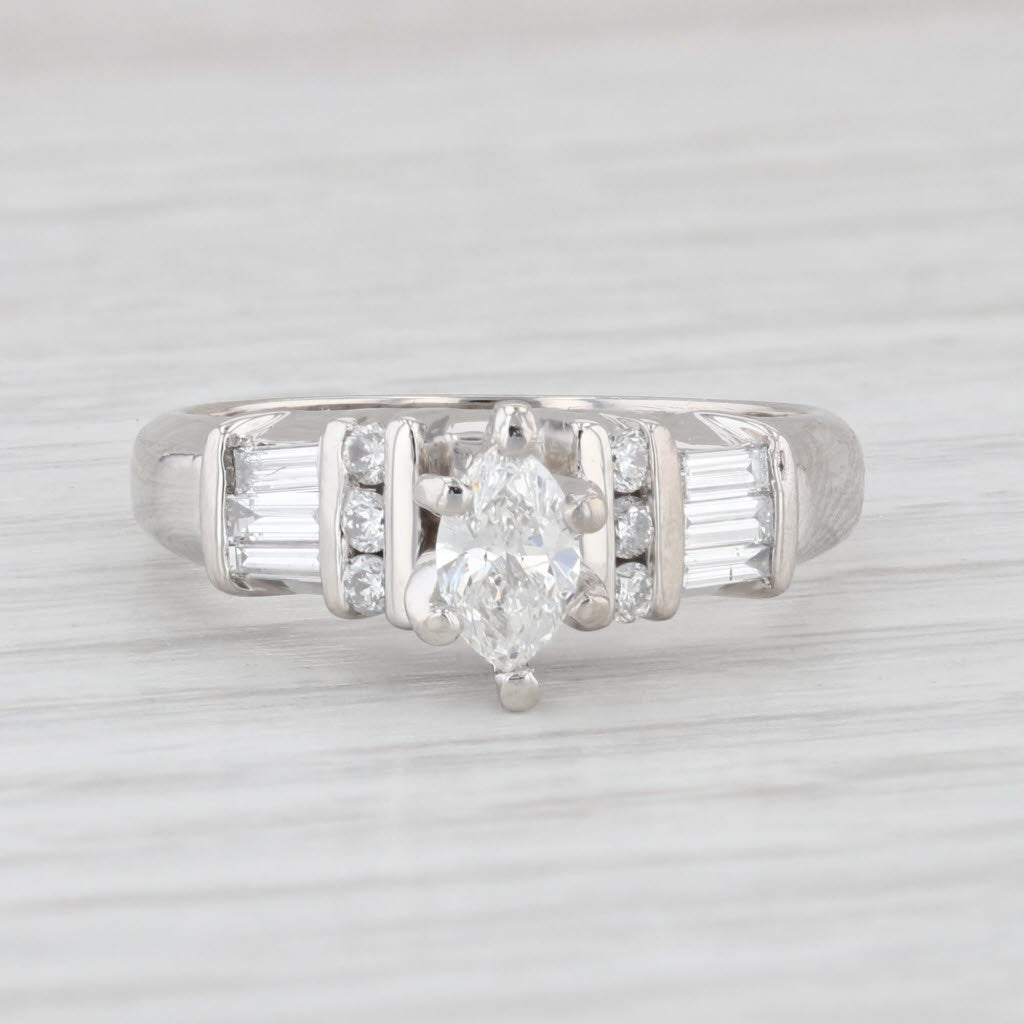 Light Gray 0.86ctw Marquise Diamond Engagement Ring 950 Platinum Size 7.25