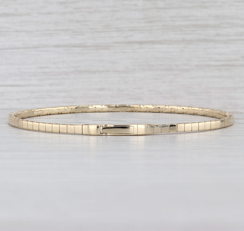 New Flexible Bangle Bracelet 14k Yellow Gold 7" 2.3mm