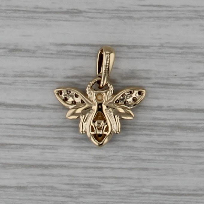 Le Vian 0.29ctw Black Champagne Diamond Bee Pendant 14k Yellow Gold Small Charm