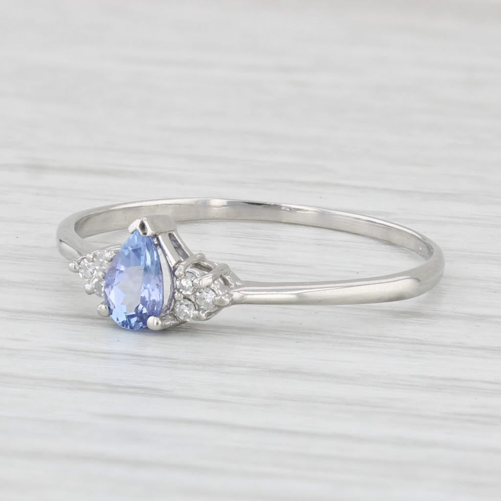 Light Gray 0.37ctw Pear Tanzanite Diamond Ring Platinum Size 10.25