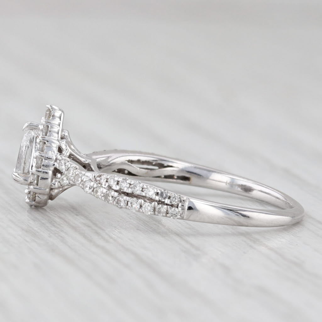 Light Gray 0.48ctw Pear Diamond Halo Engagement Ring 14k White Gold Size 6