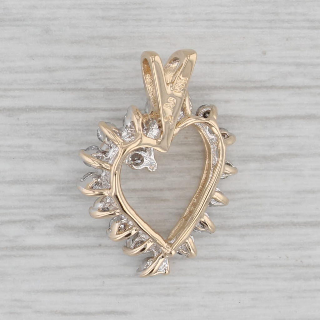 Gray 0.36ctw Diamond Open Heart Pendant 14k Yellow Gold