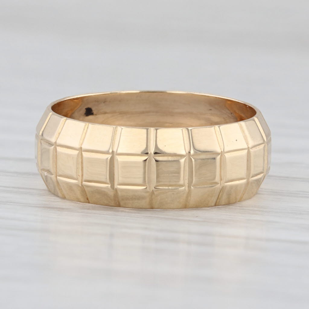 Beveled Band Ring 14k Yellow Gold Stackable Wedding Band Size 6.75