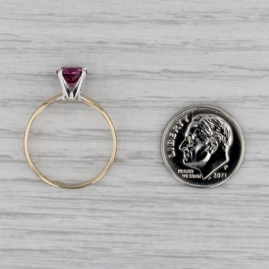 1.10ct Pinkish Purple Rhodolite Garnet Solitaire Ring 14k Yellow Gold Size 8