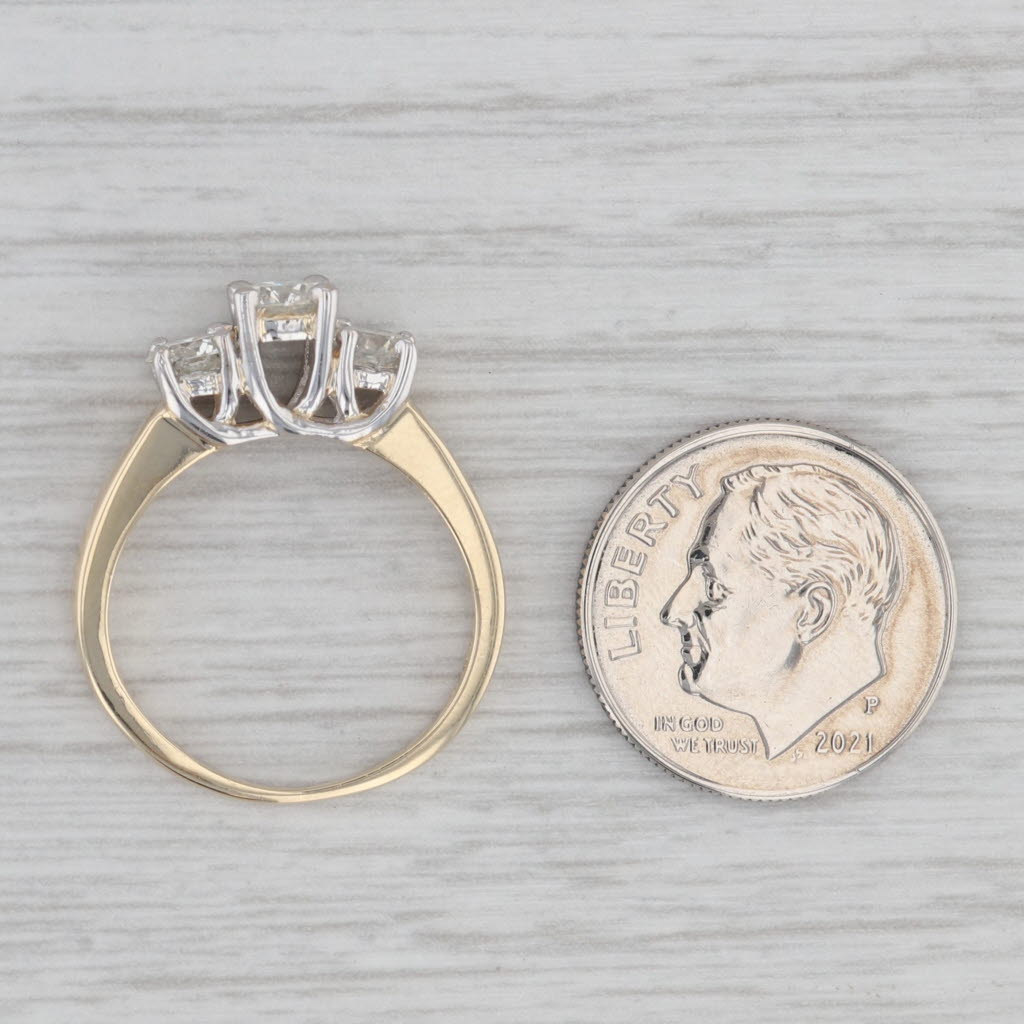 Gray 0.94 ctw 3-Stone Round Diamond Engagement Ring 14K Yellow Gold Size 6