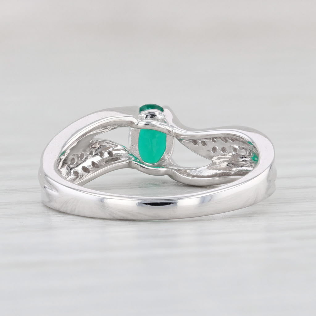 Light Gray 0.56ctw Lab Created Emerald Diamond Ring 10k White Gold Size 6.75 Engagement