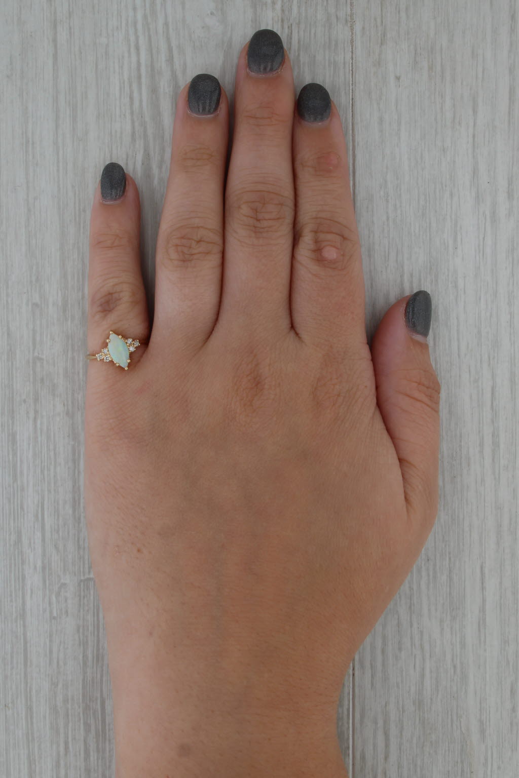 Vintage Marquise Opal Diamond Ring 14k Yellow Gold Size 5