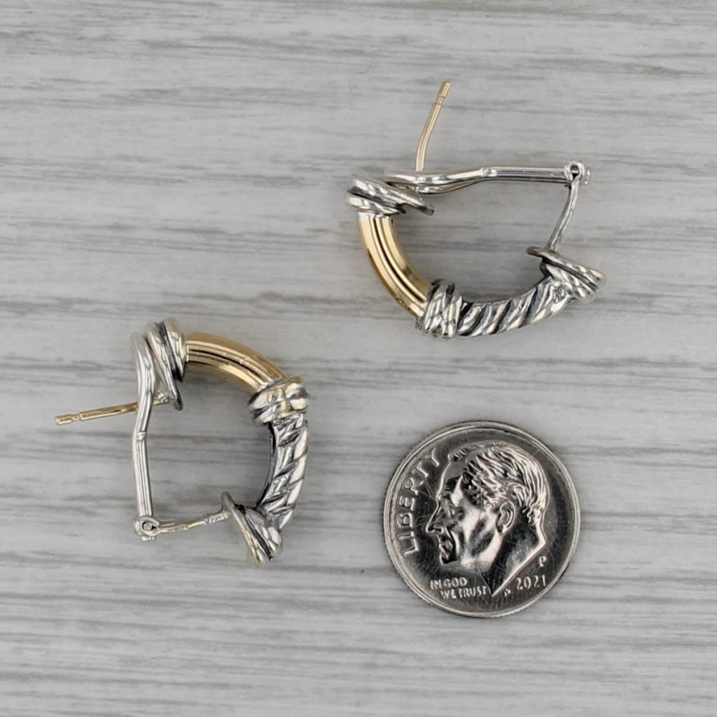 Jonah Grossbardt Drop Earrings Sterling Silver 18k Gold Omega Backs