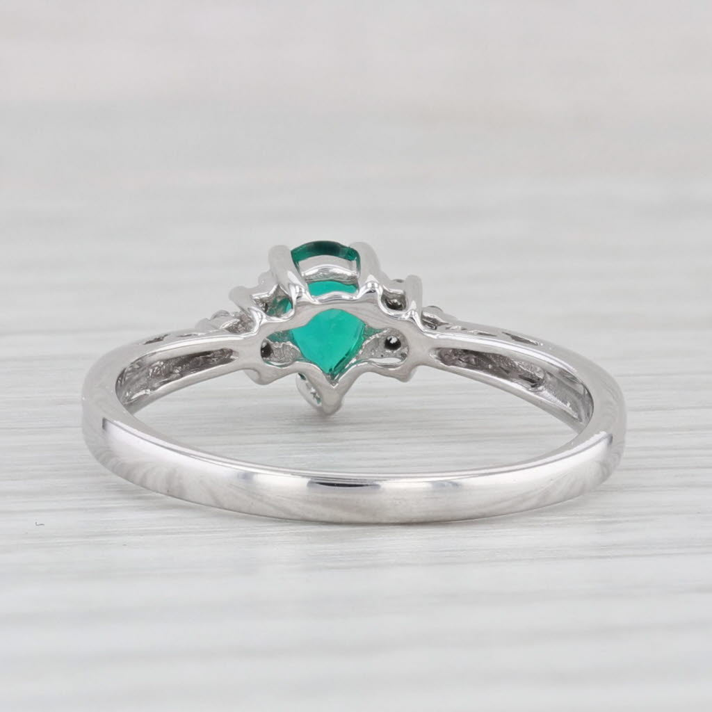 Light Gray 0.38ctw Pear Lab Created Emerald Diamond Ring 14k White Gold Size 7 Engagement
