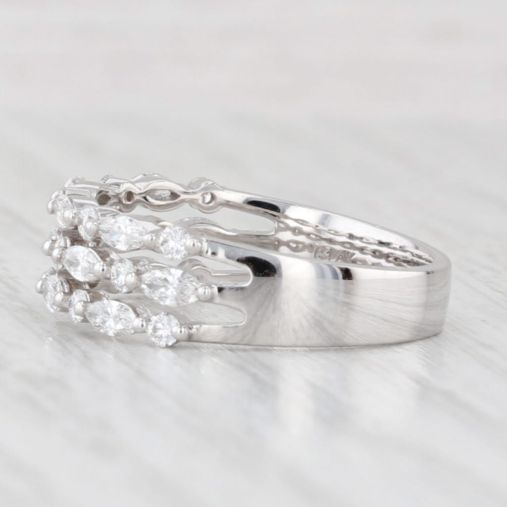 Light Gray New 0.78ctw Diamond 3-Band Ring 14k White Gold Size 6.25-6.5 Stackable Band