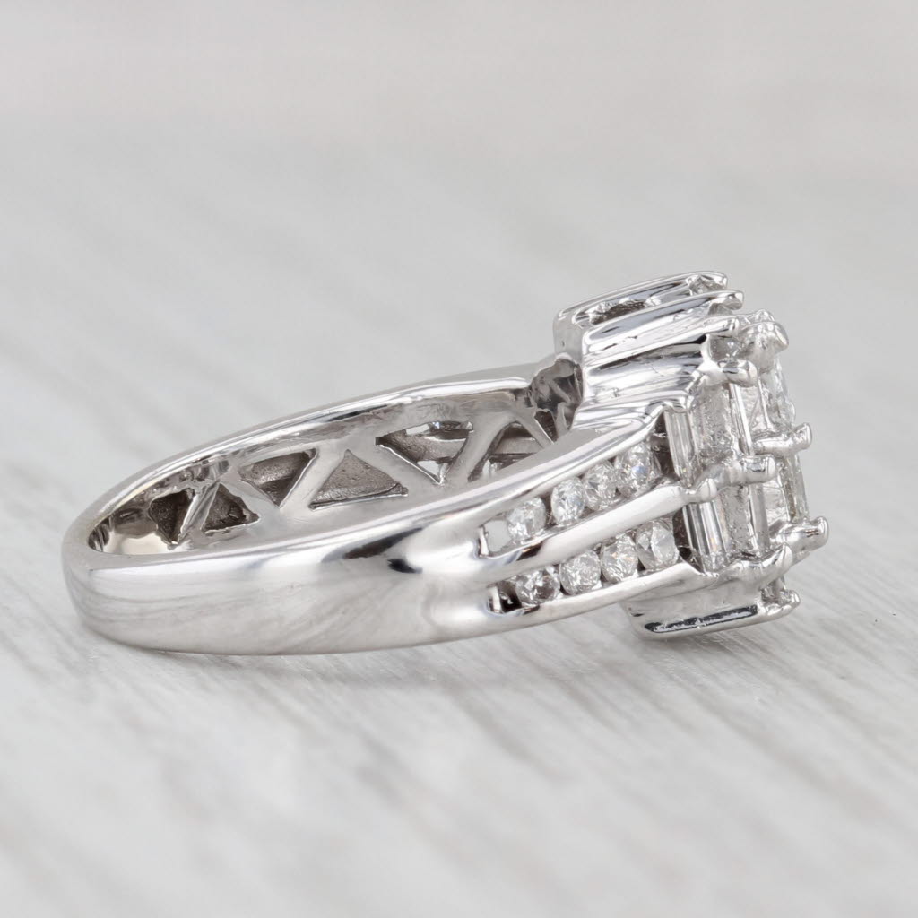 Light Gray 0.98ctw Diamond Engagement Ring 14k White Gold Size 4.25