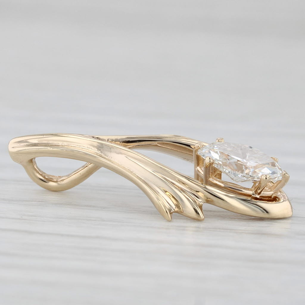 Light Gray 0.51ct Marquise Diamond Solitaire Pendant 14k Yellow Gold