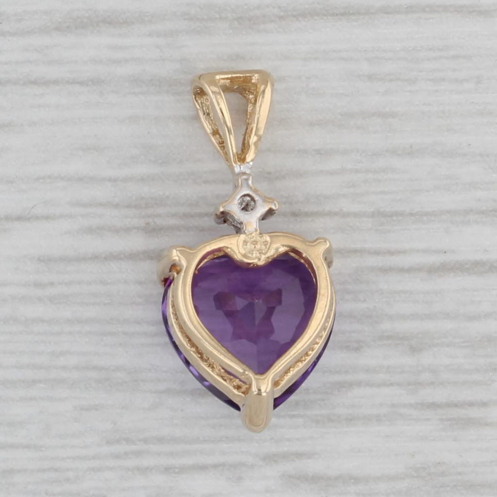 Gray 1.60ct Amethyst Heart Pendant 14k Yellow Gold Small Drop