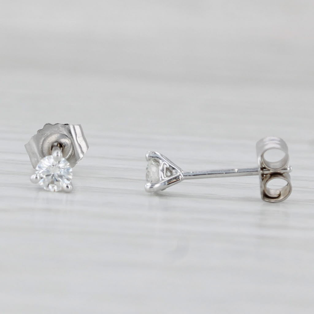Light Gray 0.20ctw Round Diamond Solitaire Stud Earrings 14k White Gold