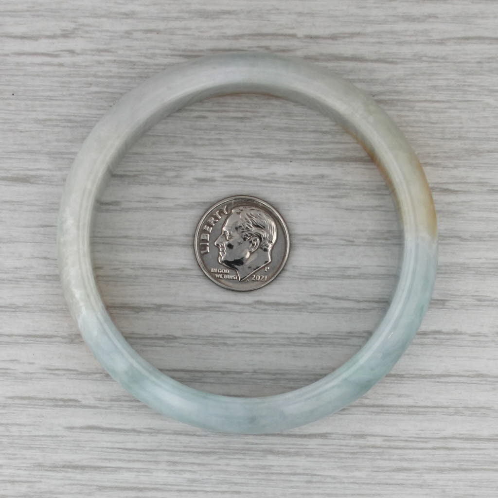 Brown Green Jadeite Jade Bangle Bracelet 7” 16.3mm Stackable Statement