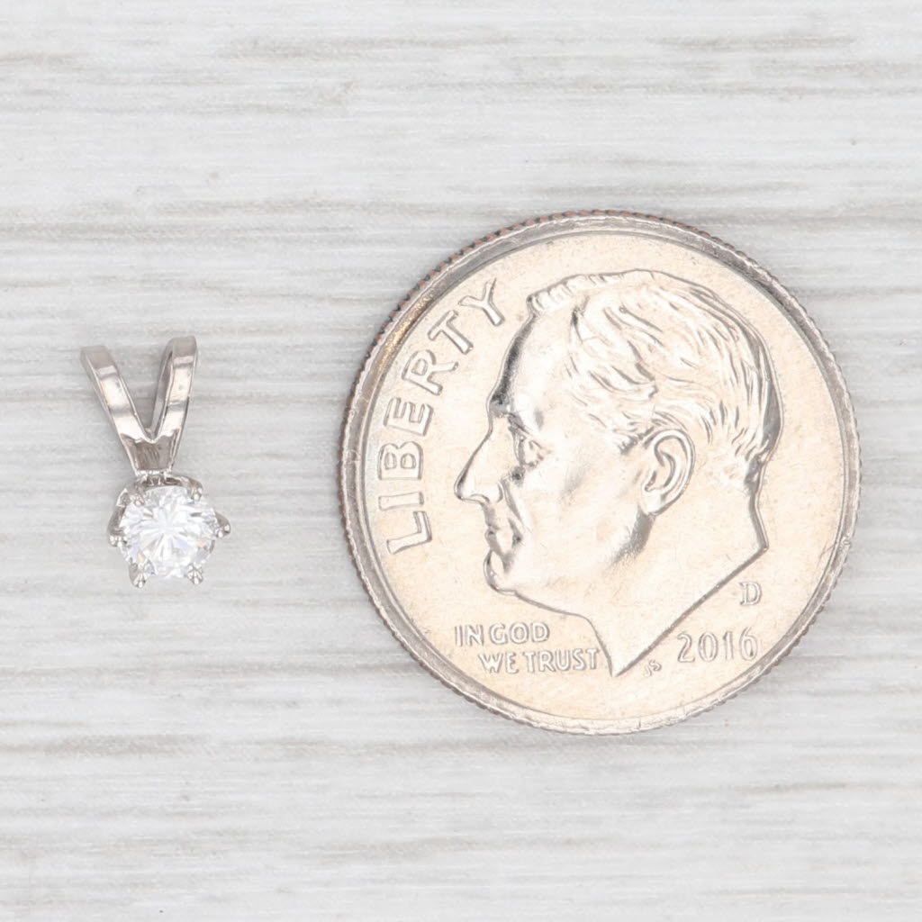 Light Gray Small 0.15ct Round Brilliant Diamond Solitaire Pendant 14k White Gold