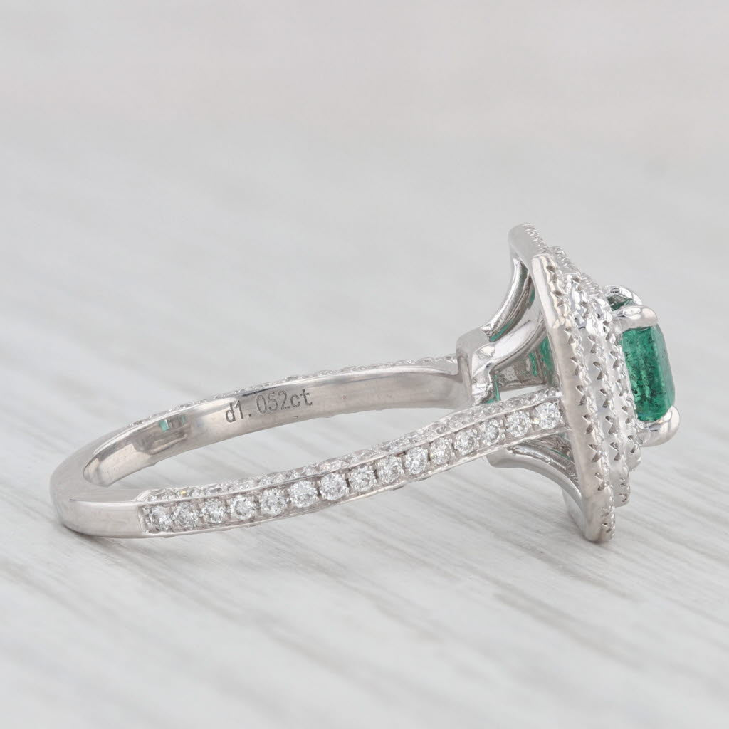 Light Gray New 1.95ctw Emerald Diamond Halo Engagement Ring 14k White Gold Size 6.5 JGL