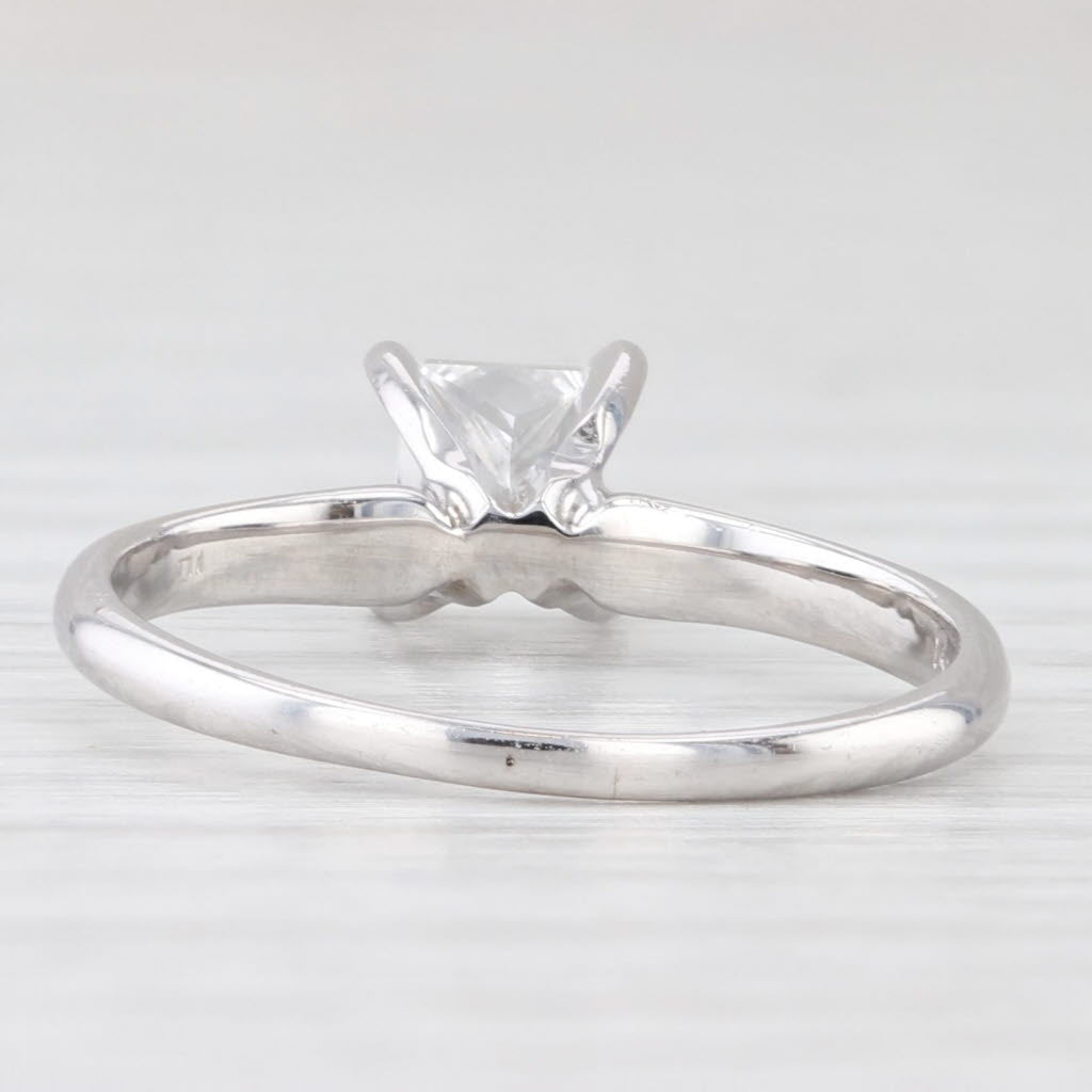 Light Gray 0.70ct VS1 Princess Solitaire Engagement Ring 14k White Gold Size 6.5 IGI