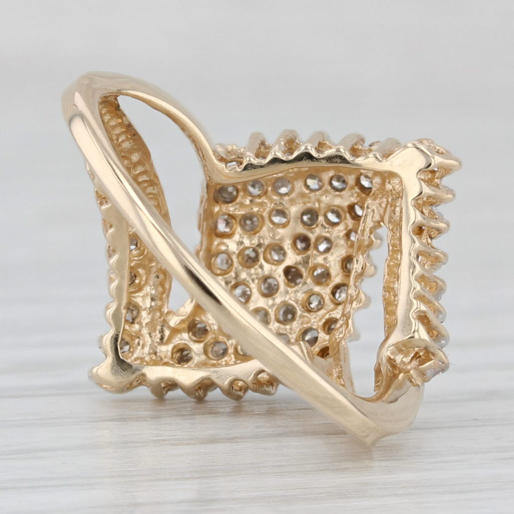 Light Gray 0.36ctw Diamond Cluster Bypass Ring 10k Yellow Gold Size 7.25