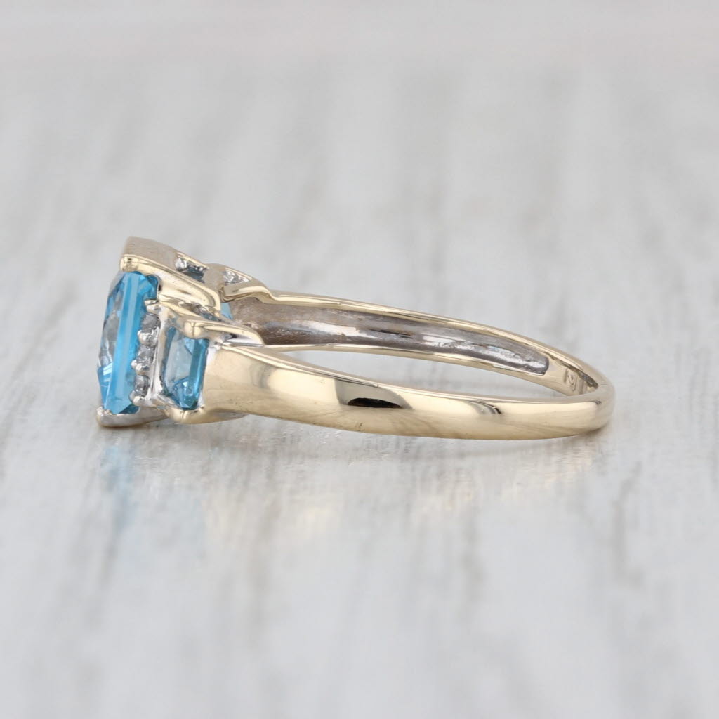 1.72ctw Blue Topaz Diamond Ring 10k Yellow Gold Size 5.75