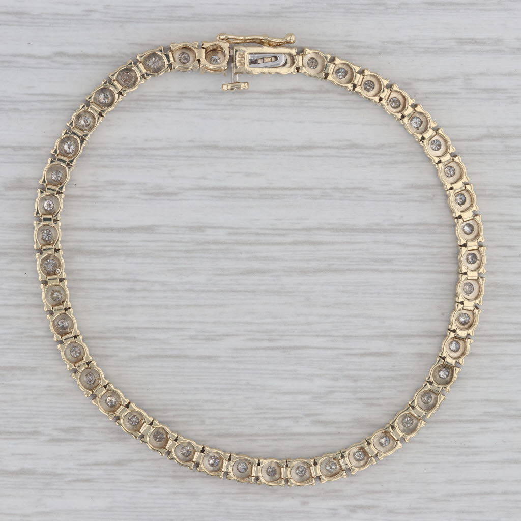 Gray 1.10ctw Diamond Tennis Bracelet 10k Yellow White Gold 7.25" 4mm