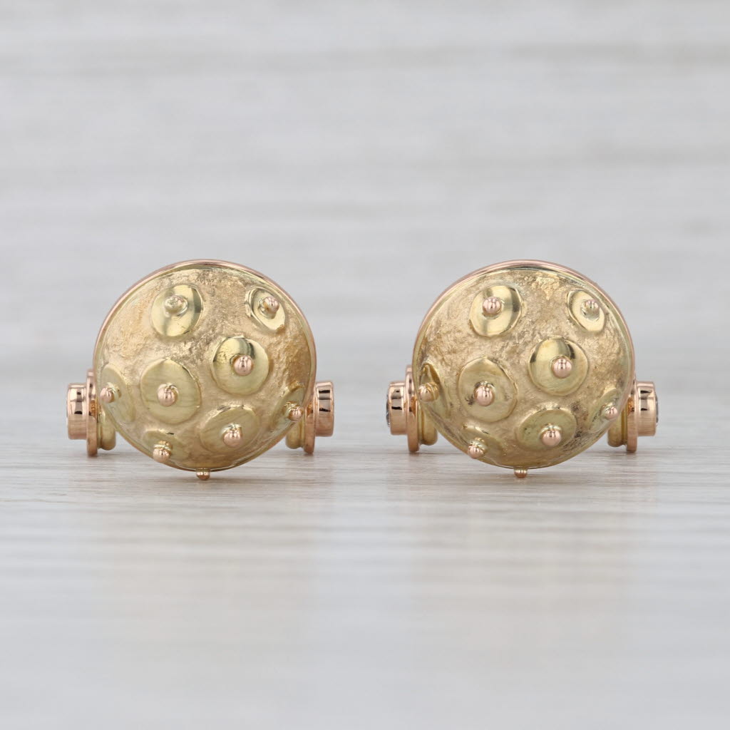 0.42ctw Diamond Sputnik Cufflinks 18k Yellow Gold Vintage Men's Accessories