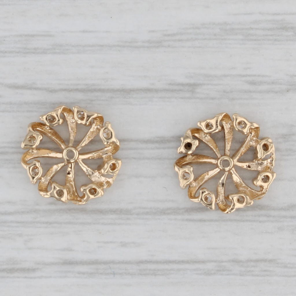 Gray 0.24ctw Diamond Circle Earring Enhancers Jackets 14k Yellow Gold for Studs