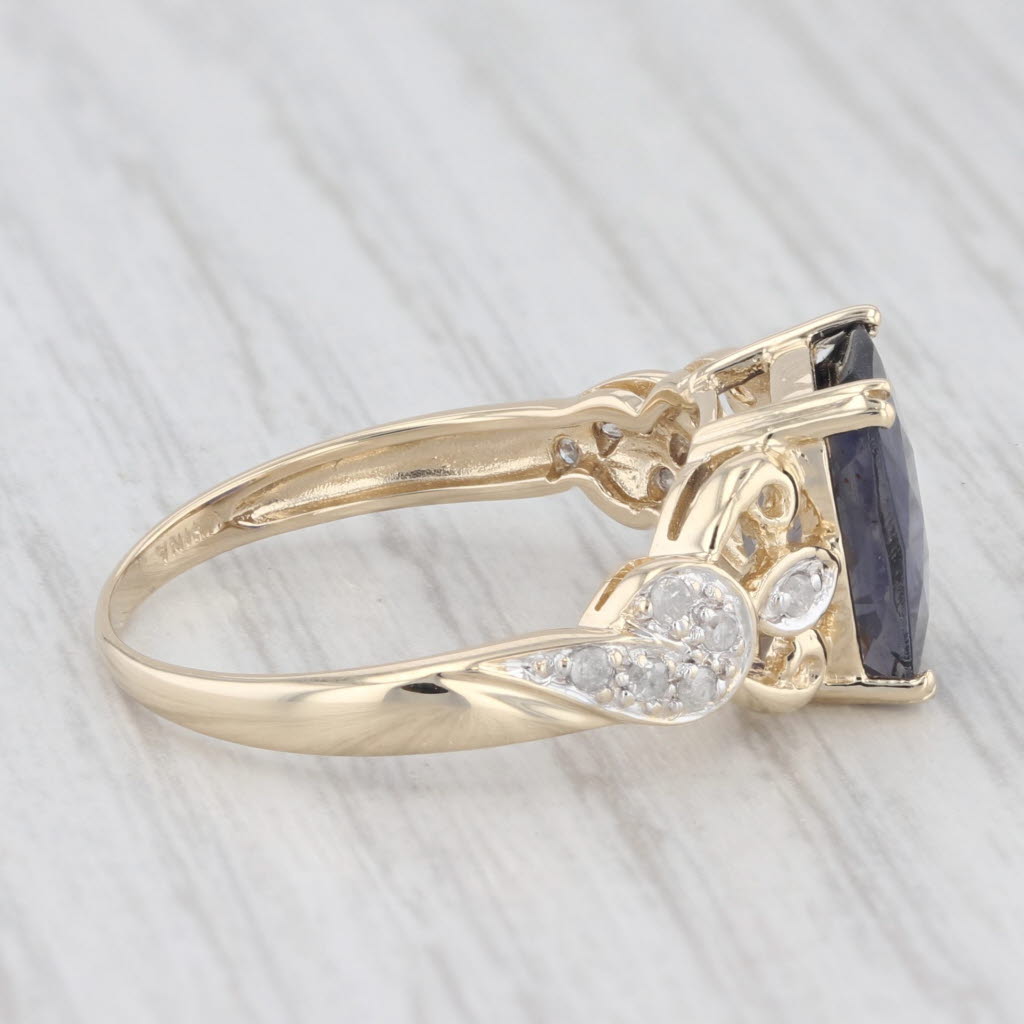 Light Gray 2.62ctw Blue Iolite Diamond Ring 10k Yellow Gold Size 7.25