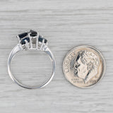 1.55ctw Blue sapphire Diamond Cluster Ring 14k White Gold Size 6.25