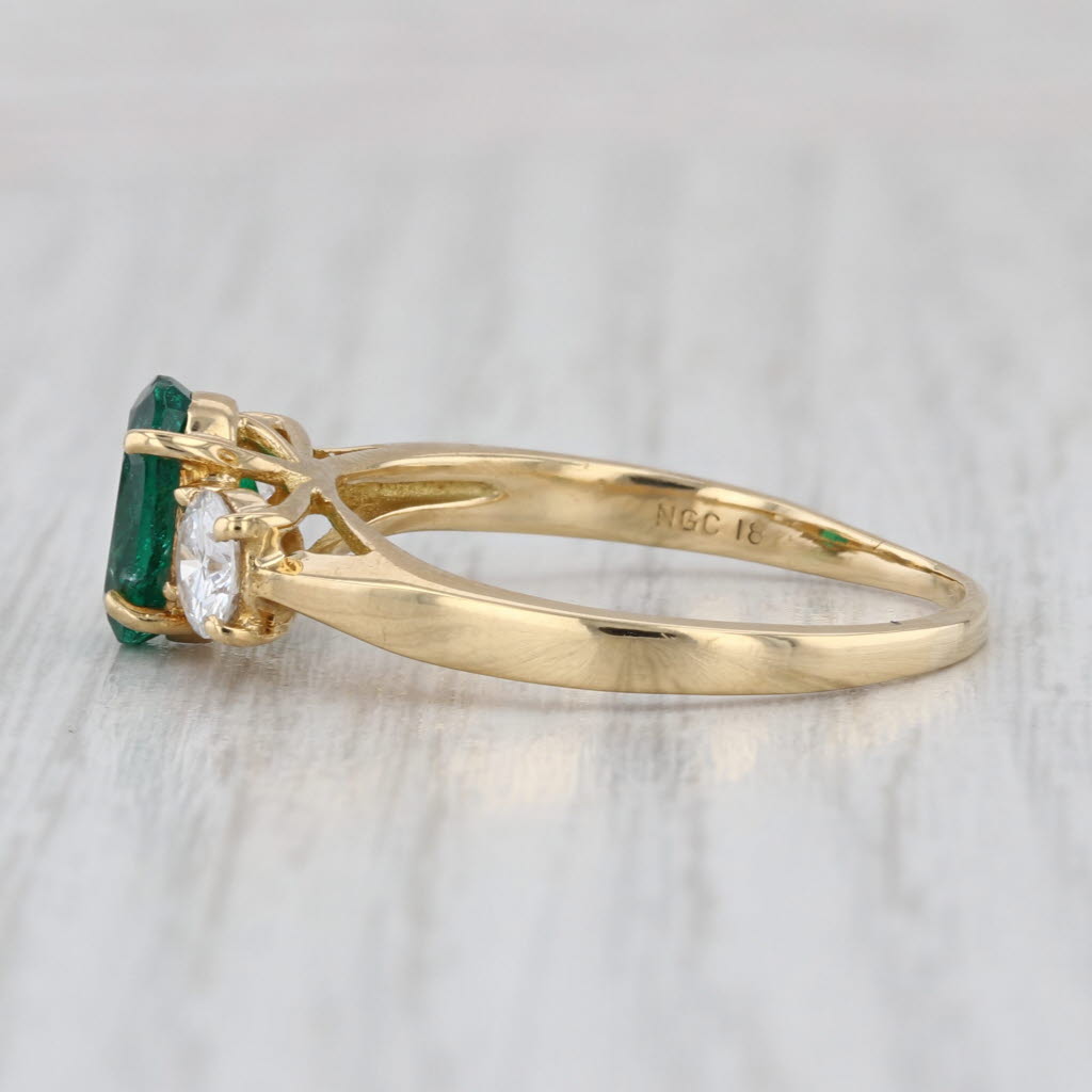 2.25ctw Emerald Diamond Ring 18k Yellow Gold Size 10.5 3-Stone Engagement