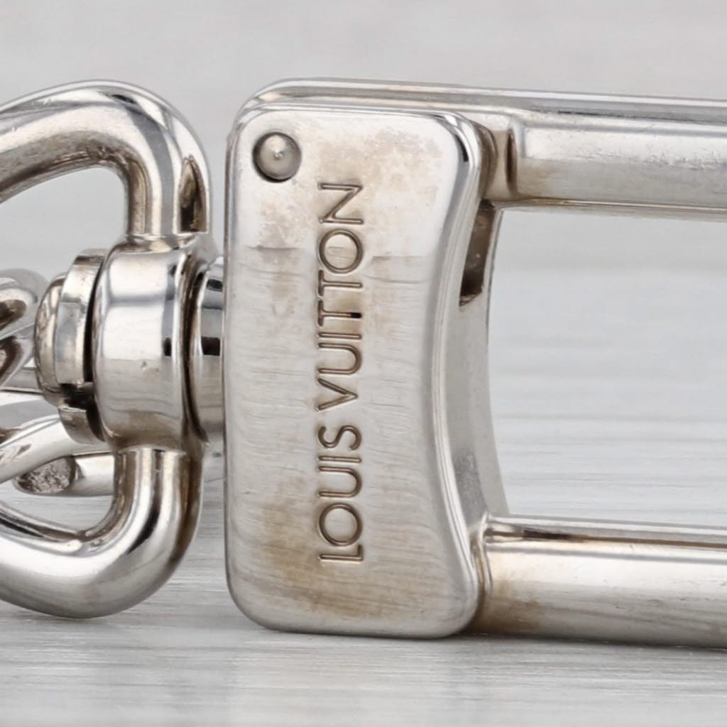 Louis Vuitton Porte Cles Sphere Key Chain Bag Charm w/ Box Papers Silver Toned