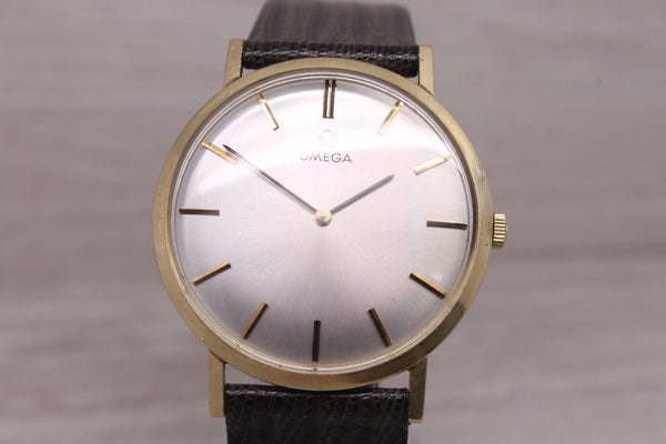 Light Slate Gray Vintage 1970's Omega 14k Solid Gold 33mm Mens Dress Watch cal.625 Original