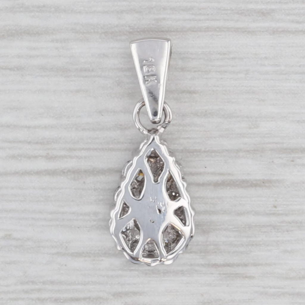 0.40ctw Diamond Cluster Teardrop Pendant 18k White Gold Small Drop