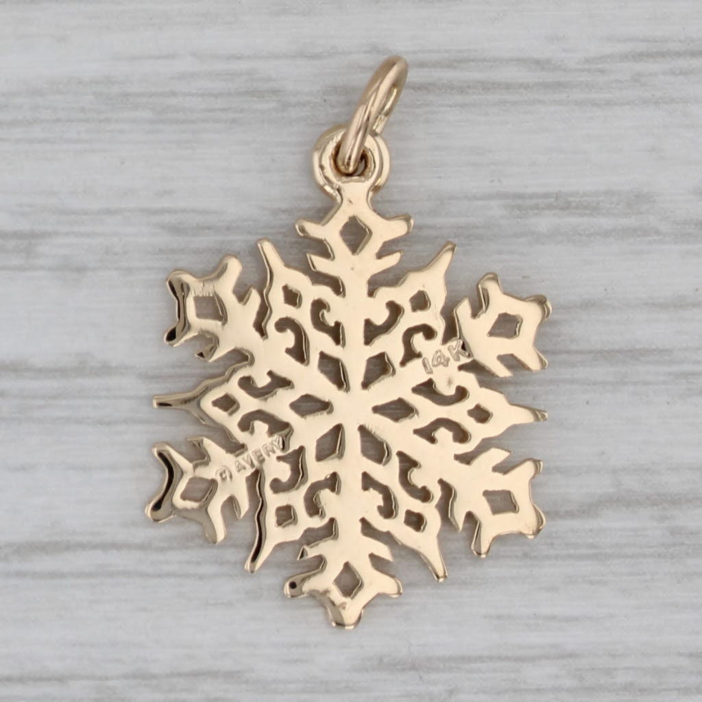 Gray James Avery Colorado Snowflake Pendant 14k Gold Charm Winter Holiday Retired