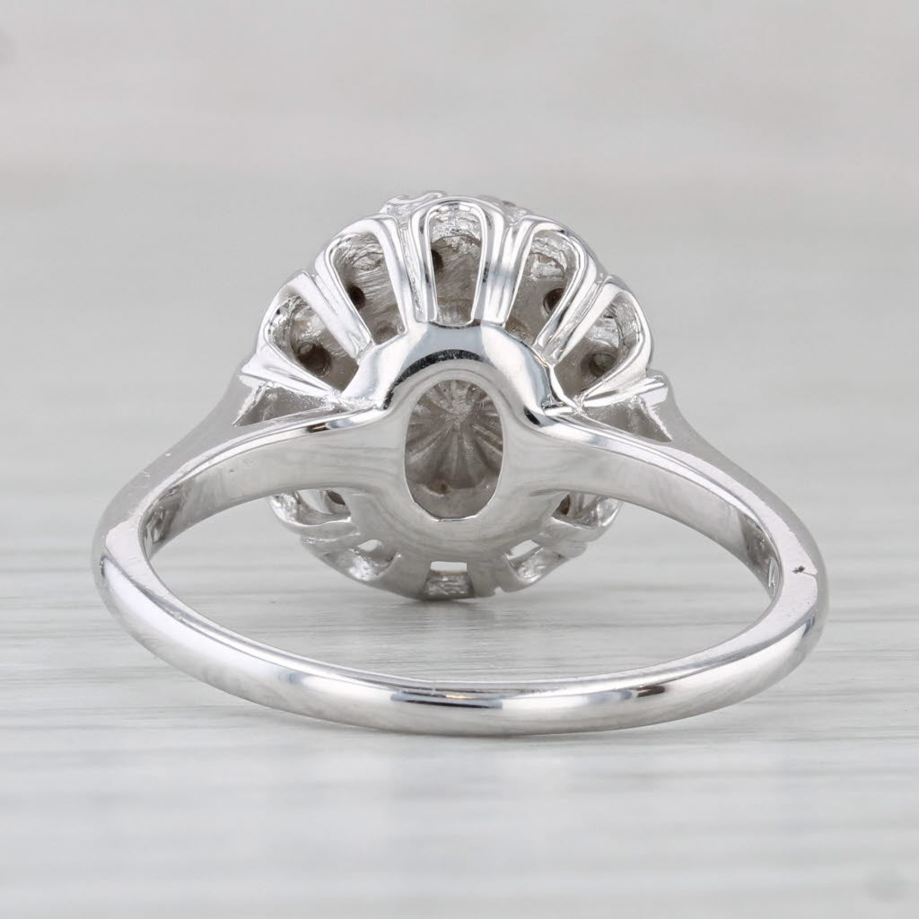 Gray Cultured Pearl Diamond Halo Ring 14k White Gold Size 7.25