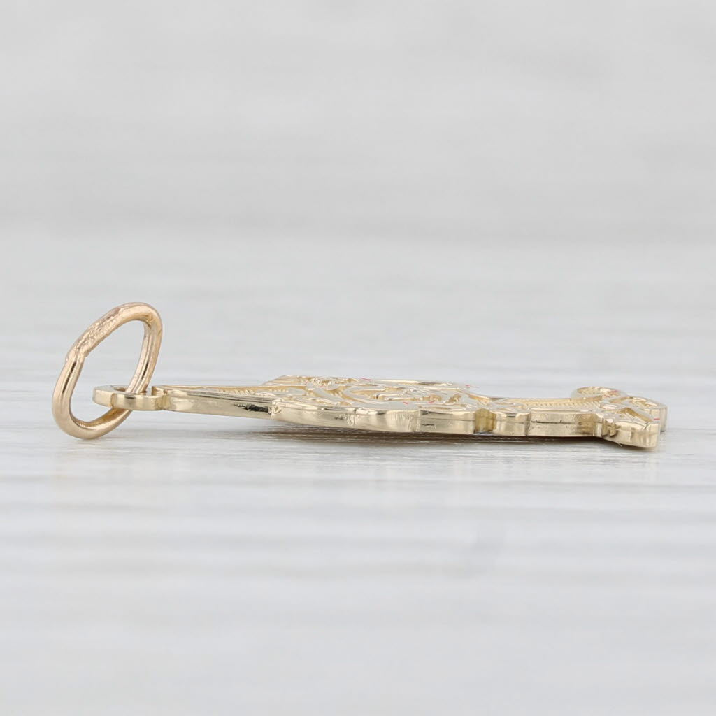 Light Gray Disney Fantasia Wizard Mickey Mouse Pendant 14k Gold Charm Box New Old Stock