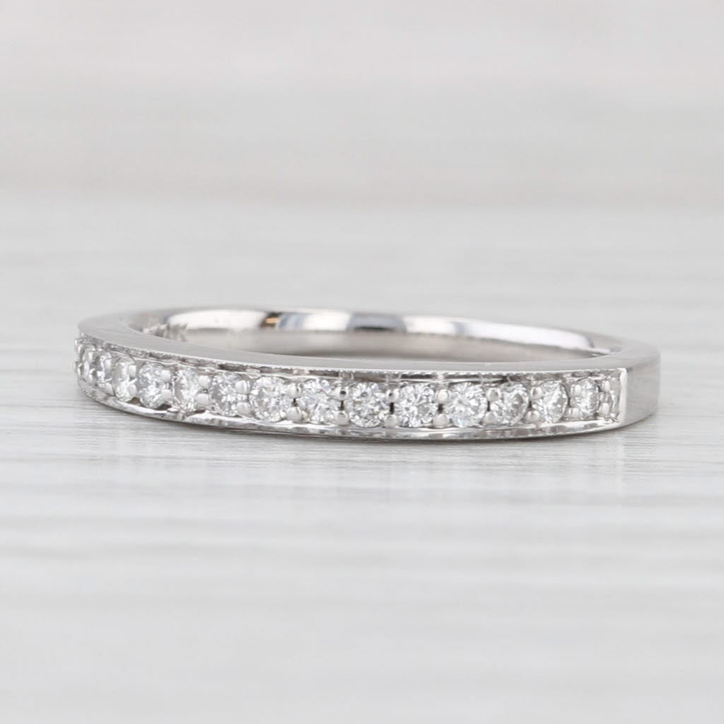 Light Gray 0.23ctw Diamond Wedding Band 14k White Gold Size 6.75 Stackable Ring