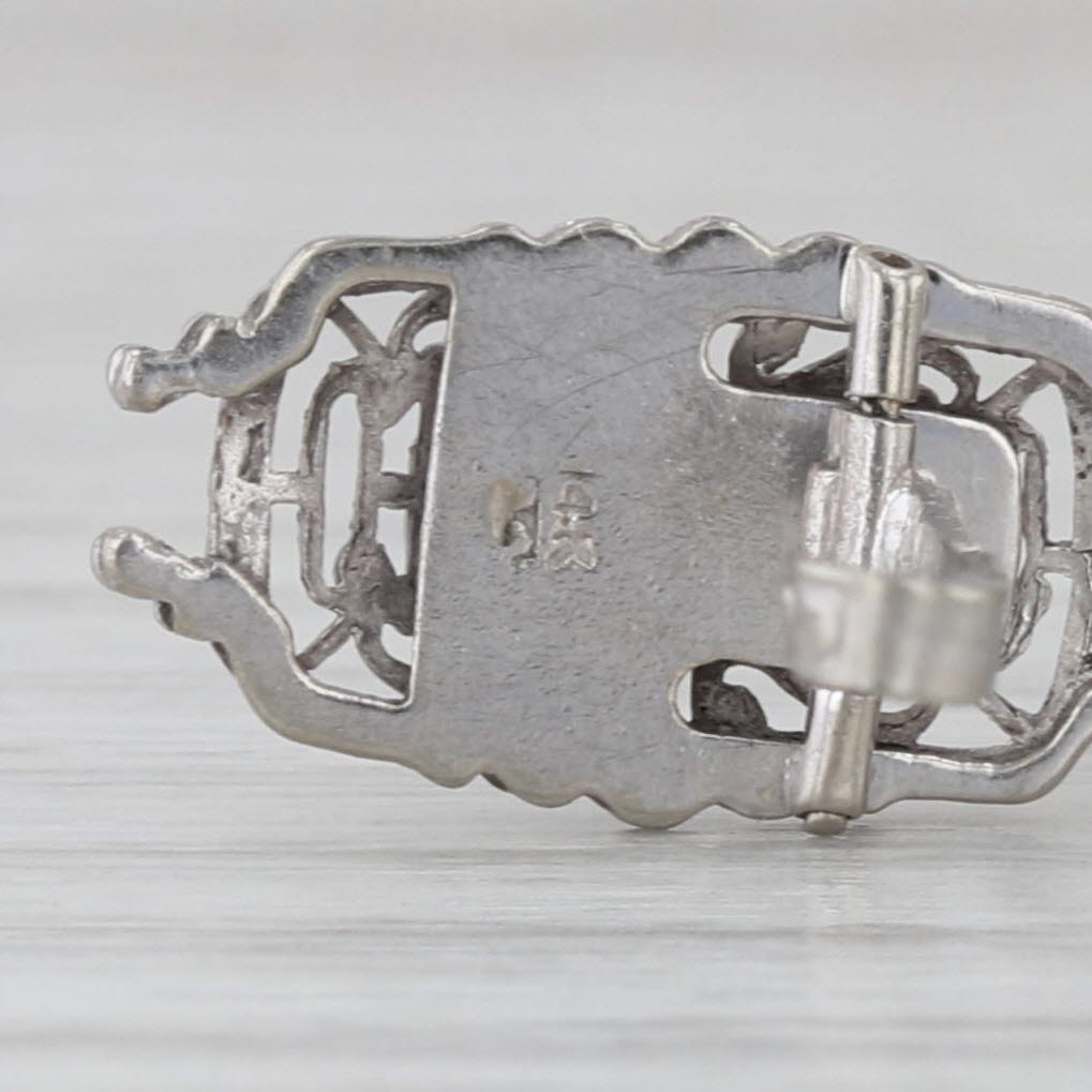 Camphor Glass Diamond Filigree Bracelet 14k White Gold 7.5"