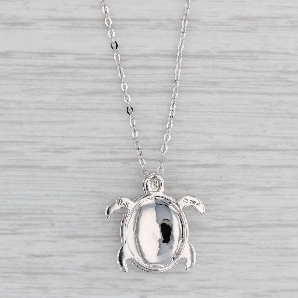 Gray New 0.29ctw Diamond Sea Turtle Pendant Necklace 14k Gold 16-18" Cable Chain