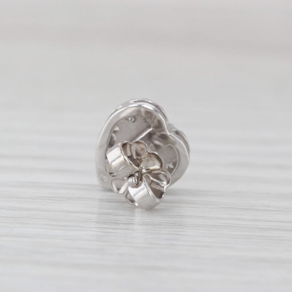 0.10ctw Diamond Cluster Single Stud Heart Earring 14k White Gold