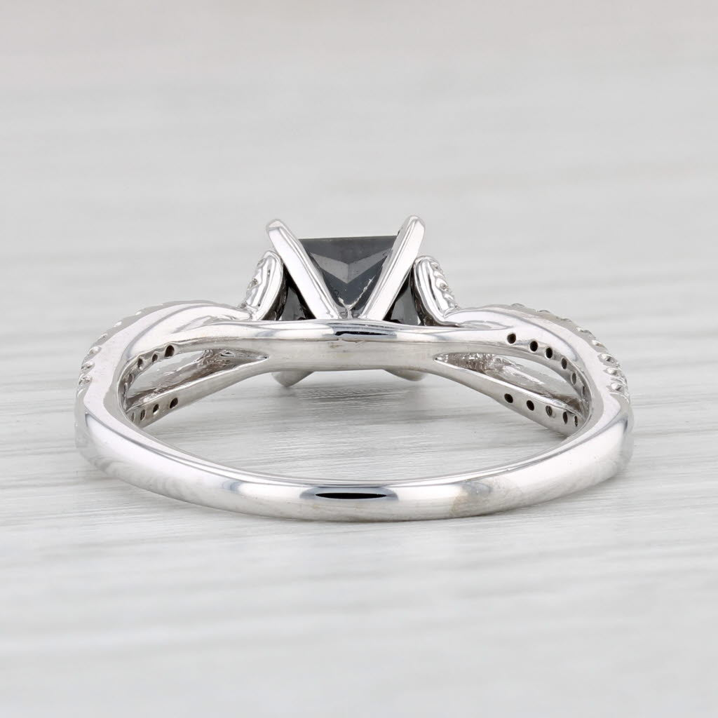 Light Gray 1.65ctw Black White Princess Diamond Ring 14k White Gold Sz 8 Engagement Gabriel