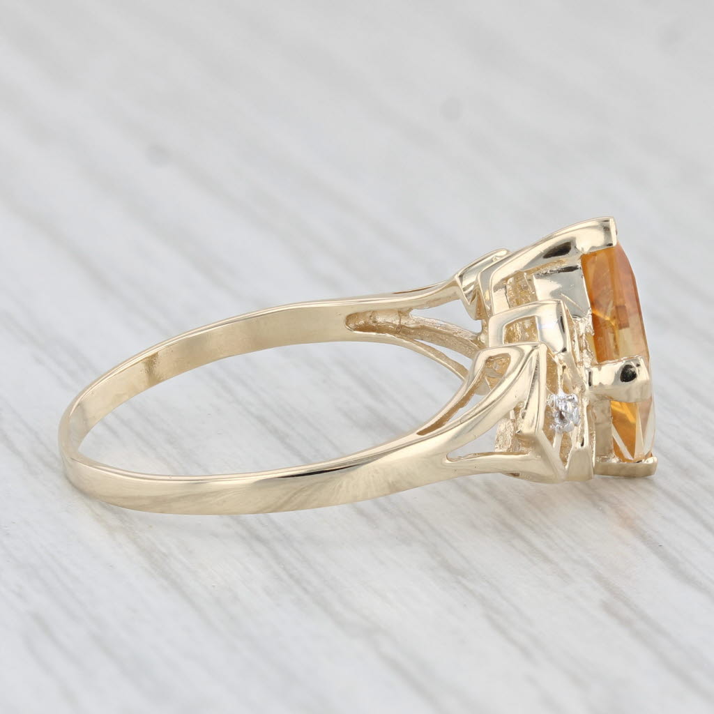 Light Gray 1.75ct Orange Citrine Diamond Ring 10k Yellow Gold Size 10