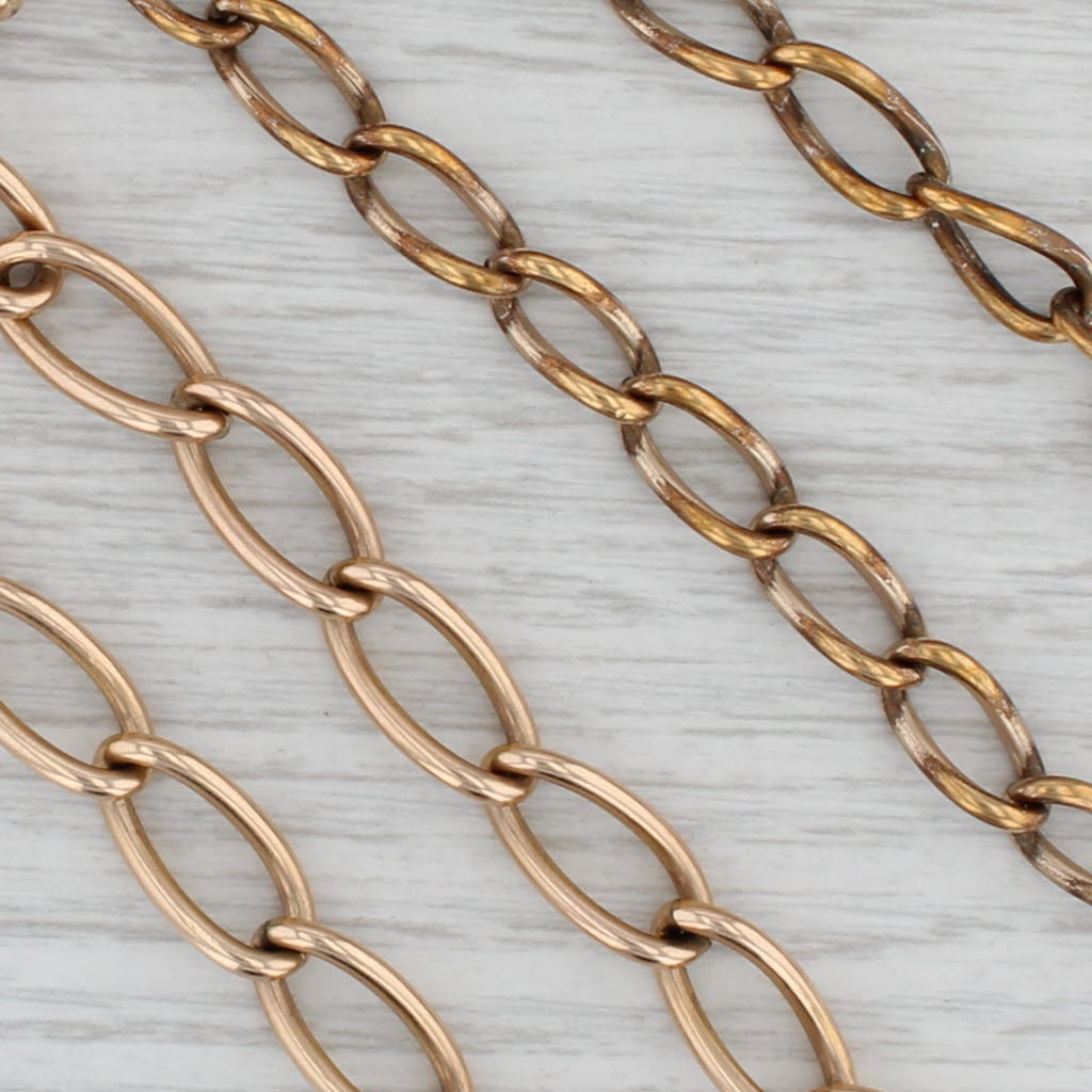 Gray Vintage Watch Fob Chain Necklace Gold Filled Curb Chain