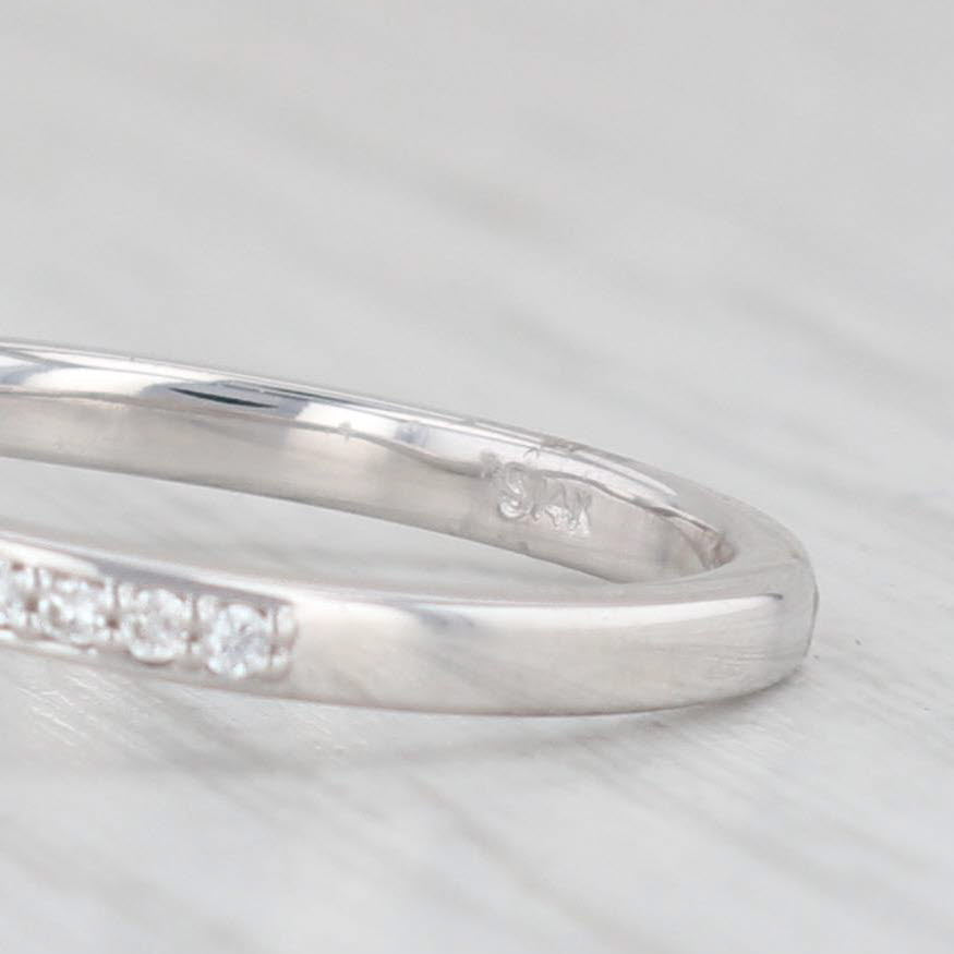 Light Gray 0.18ctw Diamond Wedding Band 14k White Gold Contoured Enhancer Ring Size 7