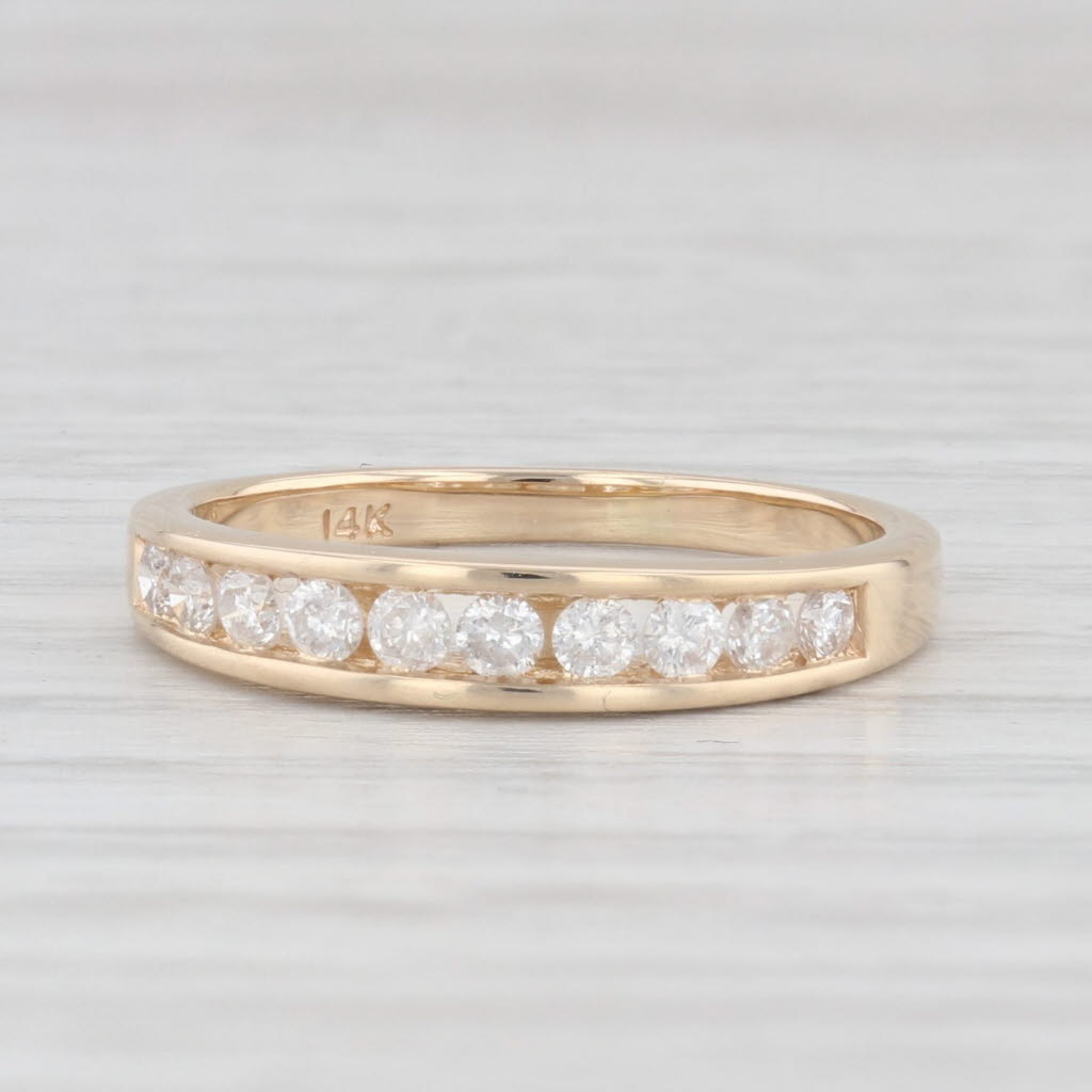 Light Gray 0.26ctw Diamond Wedding Band 14k Yellow Gold Size 5 Stackable Anniversary Ring