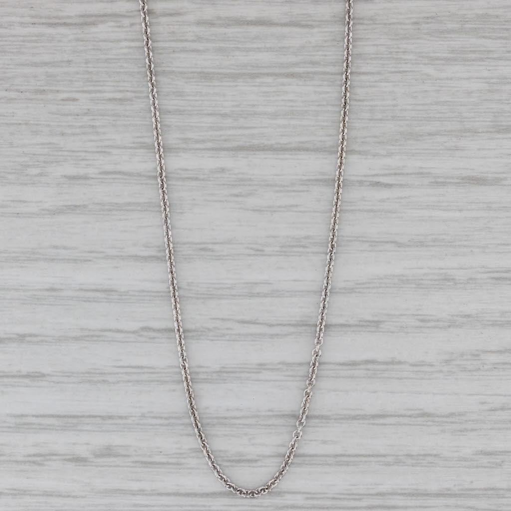 Gray Cable Chain Necklace 10k White Gold 20" 1mm