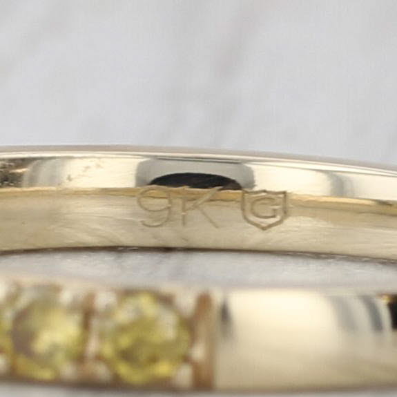 0.51ctw Yellow Diamond Ring 9k Yellow Gold Size 6.25 Stackable Wedding Band COA