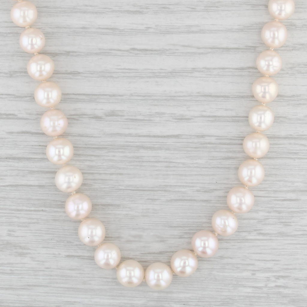 Vintage Cultured Pearl Single Strand Necklace 14k Gold 17" 6.8-7.7mm